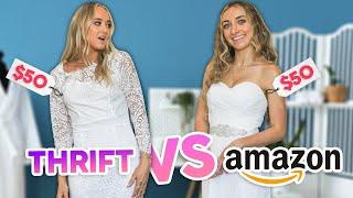 Trying On $50 WEDDING DRESSES  Amazon vs Thrifted