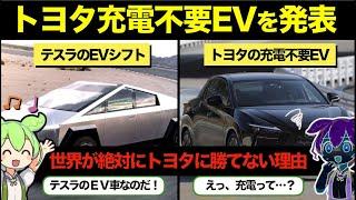 【海外の反応】すべてトヨタの計算通りだった！トヨタの新型充電不要EVにテスラや中国が発狂！【ずんだもん×ゆっくり解説】