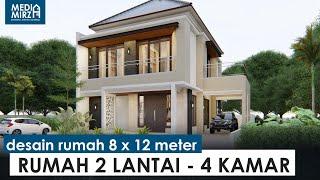 Desain Rumah 8x12 Meter dengan 2 Lantai - 4 Kamar Tidur - Balkon