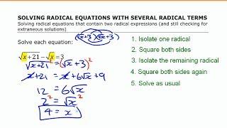 Solving Radical Equations with Two Radical Terms • 5.3c Pre-Calculus 11