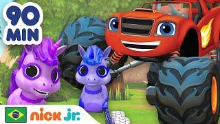 Blaze e os Monster Machines  90 MINUTOS de Corridas e Resgates de Animais do Blaze  Nick Jr.