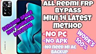 All Redmi Frp Bypass Miui 14 ll Android 13 ll Second Space Not Working Solution ll Latest Method ll