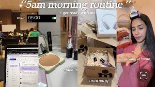 5AM* productive morning️روتيني الصباحي في شتاءexam⏳cooking with me new prjtunboxing