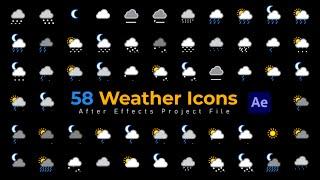 Weather Icons – 58 Pack – After Effects Project File