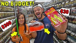 *NO BUDGET* Girlfriend Picks ALL Fishing Gear Challenge Shes CLUELESS