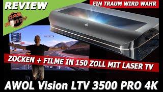 Zocken+Filme gucken in 150 Zoll? Mit dem AWOL Vision LTV 3500 Pro kein Problem  4K Laser TV im Test