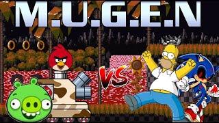 MUGEN Battle 64 Angry Birds Tank and Minion Pig vs Cheap Homer Simpson and Sonic.EXE