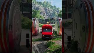 Cargo truck and buses vs bollard crash #shorts #beamngdrive #bus