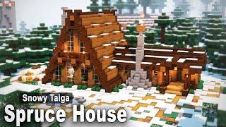 Minecraft How to build a Winter Spruce House  Easy Tutorial