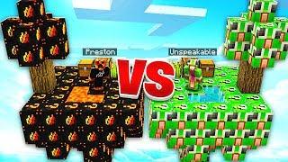 PRESTONPLAYZ vs UNSPEAKABLEGAMING LUCKY BLOCKS - 1v1 Minecraft Modded Sky Wars