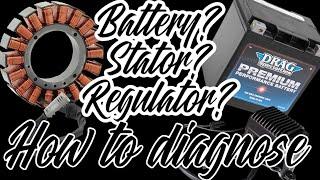 How to test the Harley-Davidson battery stator and voltage regulator.