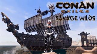 Part 1 of Black Pearl Stormglass Ship Base - Conan Exiles Savage Wilds Map Mod PC Gameplay