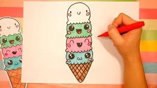 Как нарисовать рожок - мороженое  Няня Уля Рисование для детей