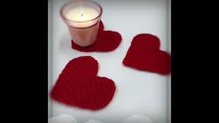 Crochet Heart Coasterخطوات عمل كوستر القلب