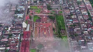 Largest Hindu Temple in the world  Srirangam Temple or Sri Ranganathaswamy Temple aerial view