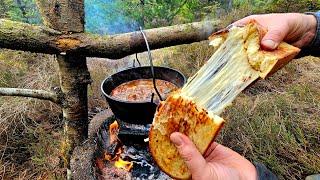 The Best BEEF STEW with Baked Bread in the Forest   Relaxing Cooking with ASMR