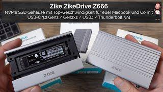 ZikeDrive Z666  NVMe SSD enclosure for Macbook + Co with USB 4  Thunderbolt 3 + 4  USB 3.2 Gen2x2