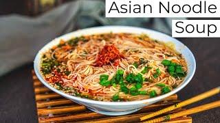 Noodle Soup - Asian Noodle Soup - 5 Minute Recipe - Rice Noodle Soup -Vegetarian - Vegan - No Cook