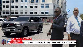 Flash Premye minis Gary Conille ak DG PNH la debake nan ministè enteryè bandi ak zam te pran kontwò