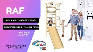 RAF KIDS & ADULTS INDOOR WOODEN GYMNASTICS SWEDISH WALL BAR FRAME WITH MULTI ACTIVITIES