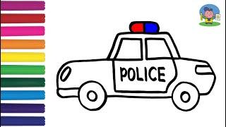 Как нарисовать ПОЛИЦЕЙСКУЮ МАШИНУ  Мультик Раскраска ПОЛИЦЕЙСКАЯ МАШИНА  How to draw a Police Car