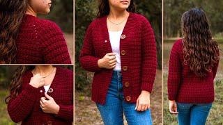 How to Crochet a Cardigan Crimson Cardigan - Free Crochet Cardigan Pattern