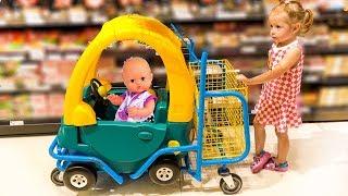 Nastya Pretend Play in Shopping with Baby Doll and Toys