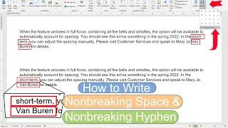 How To Make Non-Breaking Space and Hyphen in MS Word