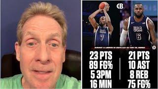 Call him LeGOAT - Skip Bayless reacts to KD & LeBron 44-pts combined in Team USA blowout Serbia
