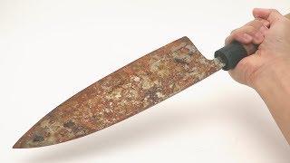 Manually repair very rusty Japans $500 kitchen knife