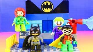 Just4fun290 Builds Batman Batcave With Blocks  The Joker  Poison Ivy  Superhero Adventure