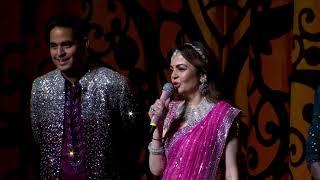 Anant Ambani Radhika Sangeet Hardik Pandya Rohit Sharma Surya Kumar Yadav with Nita Mukesh Ambani