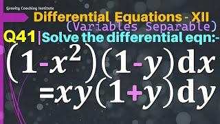 Q41  Solve 1-x^2 1-ydx=xy1+ydy  1 - x square into 1 - y dx = xy into 1 + y dy