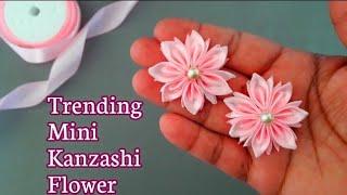 Kanzashi flower tutorial  Ribbon Flowers  Kanzashi