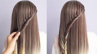 Very Easy And Simple Hairstyle For Long Hair - Waterfall Braid Tutorial For Beginners