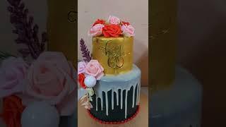 gold & black fondant cake  for 6oth birthday #cakedecorating #chocolate #free #tutorial #beginners