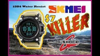 SKMEI 1384 KHAKI WATER RESIST - SPORT WATCH