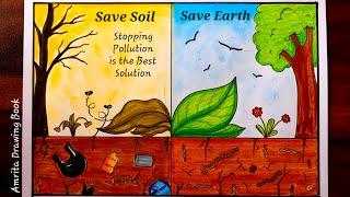 Soil Pollution Drawing  Save Soil Drawing Easy  Environmental Pollution  Land Pollution Drawing