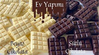 Ev Yapımı ÇİKOLATA TarifiBeyaz Çikolata Ve Sütlü Çikolata Yapımı 