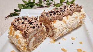 Самый нежный десерт. Меренговый рулет с шоколадным кремом Meringue roll with chocolate cream