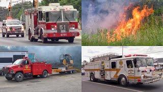 Fire Trucks Responding To A Large Brush Fire In Manchester Nj 6-9-23