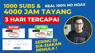 Pake Tips Ini 3 Hari Tercapai  Cara Cepat Mendapatkan 1000 Subscriber & 4000 Jam Tayang Youtube 