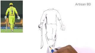 How to draw MS dhoni drawing for beginners  pencil sketch  step by step #msdhonidrawing