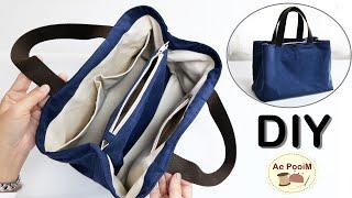 DIY Tote Bag with Divider  Multi-pockets inside