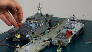 Making San diego harbor diorama LCS -1 Freedom LCS-2 Independence