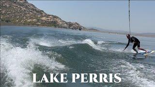 Surfing in California - water skiing Boat riding -Lake Perris California - Boat ski SurfBoard