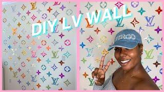 DIY HOLOGRAPHIC LOUIS VUITTON WALL EVERYTHING BY HAND* CUTE HOME DECOR *