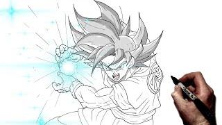 How To Draw Goku MUI Kamehameha  Step By Step  Dragon Ball