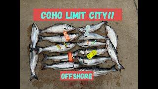 Coho Salmon LIMIT First trip offshore this year. HOT BITE Hammond IN Lake Michigan 5312024