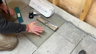 How To Install a Drain in a Sauna - Linear Shower Drain install  - All Steps Sauna Build part 5.1